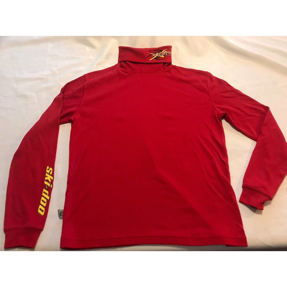 Vtg Ski Doo X-Team Red Turtleneck Bombardier Long Sleeve Shirt Size Mens Small